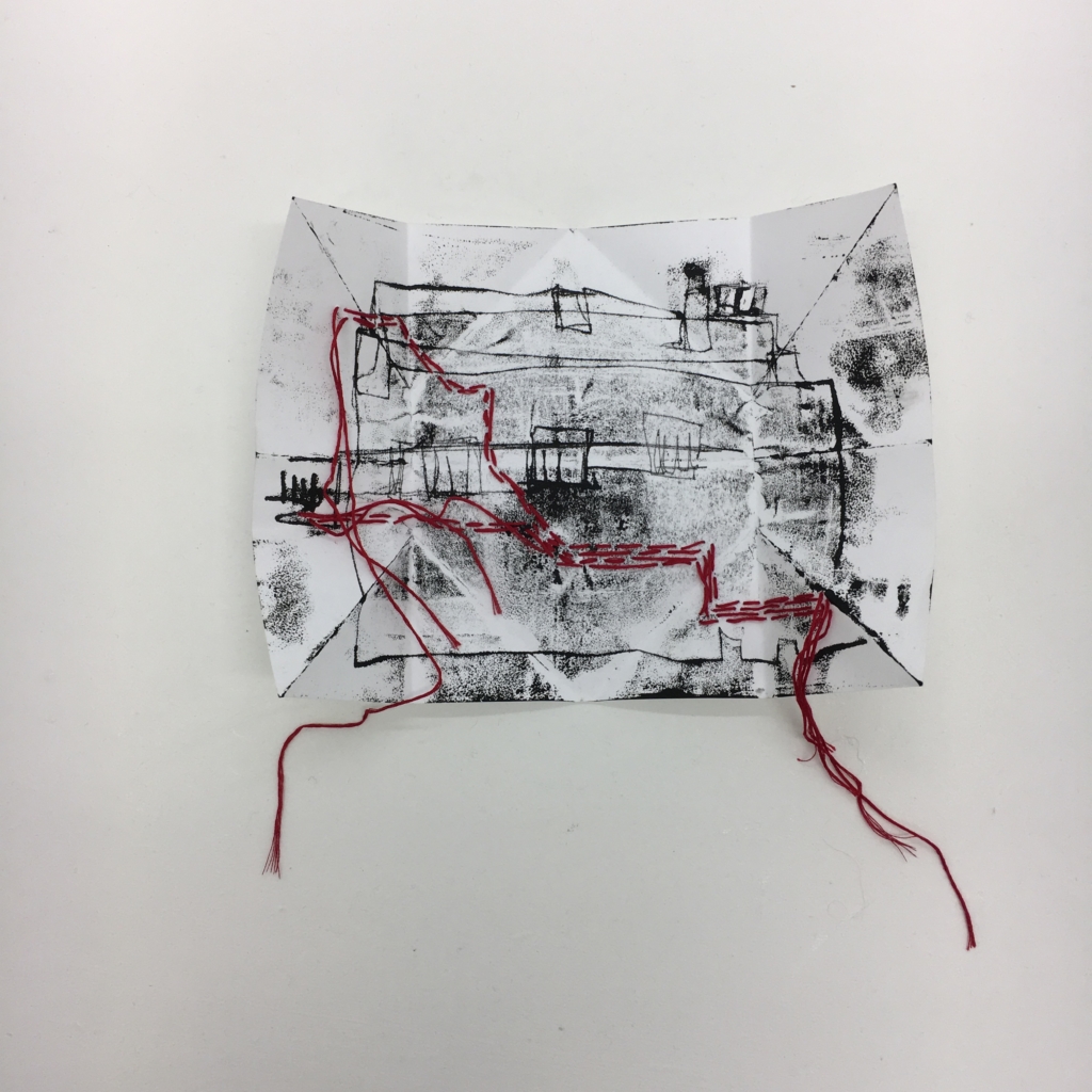 Monotype Print, Ink on folded paper