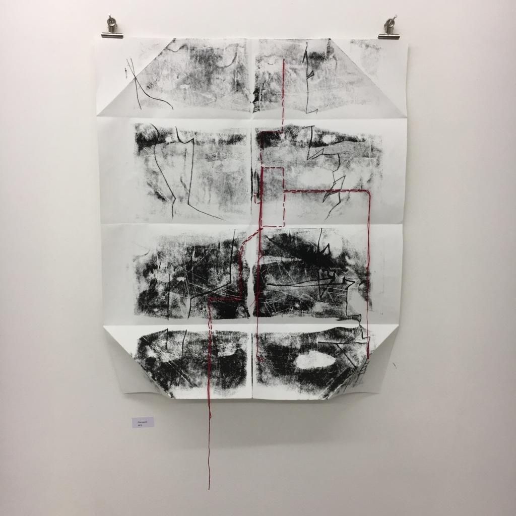 Monotype Print, Ink on folded paper