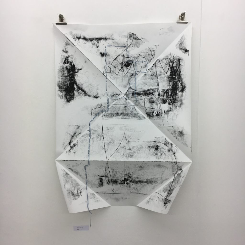 Monotype Print, Ink on folded paper