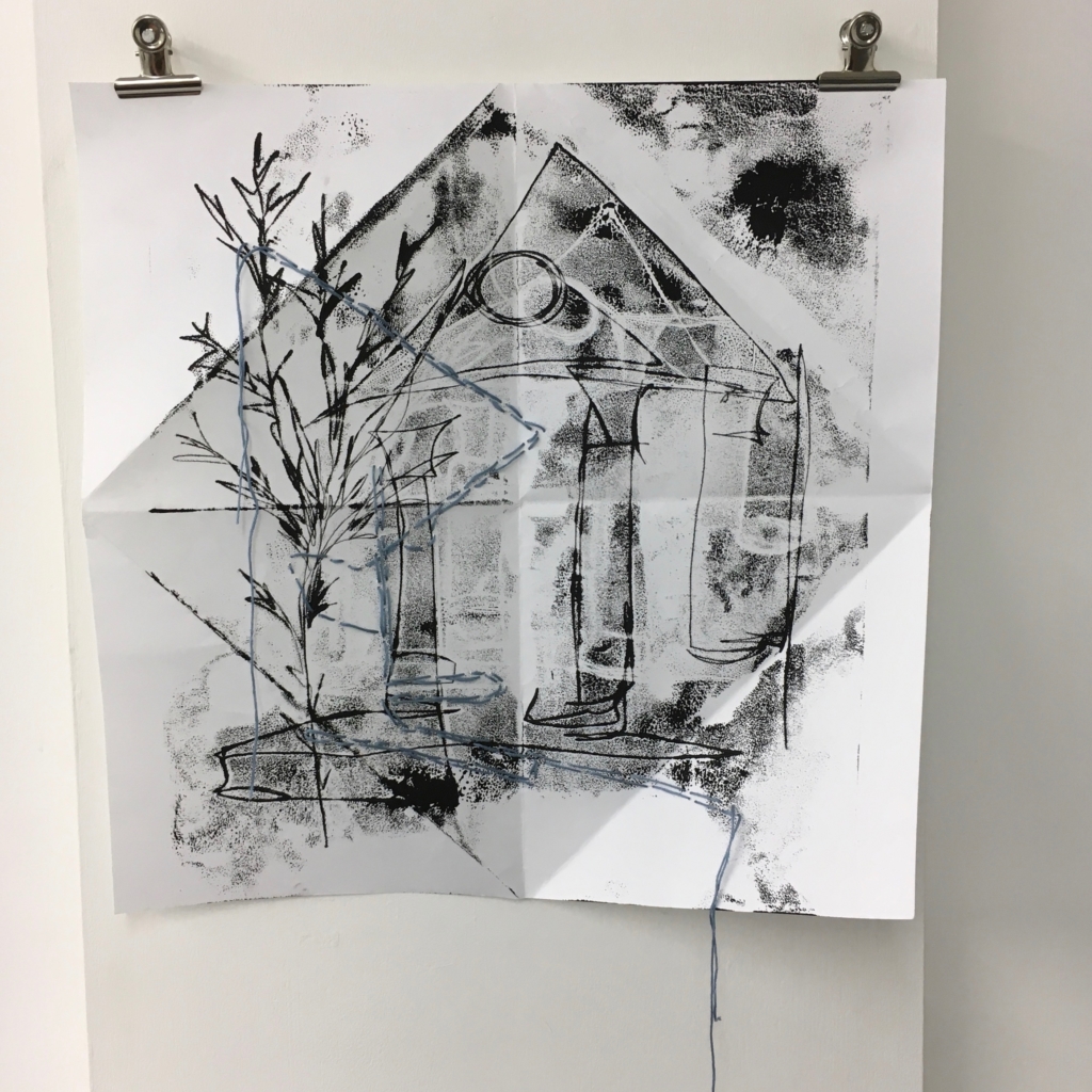 Monotype Print, Ink on folded paper