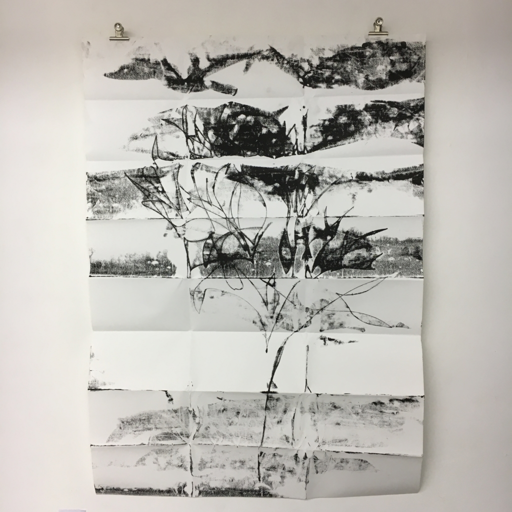Monotype Print, Ink on folded paper