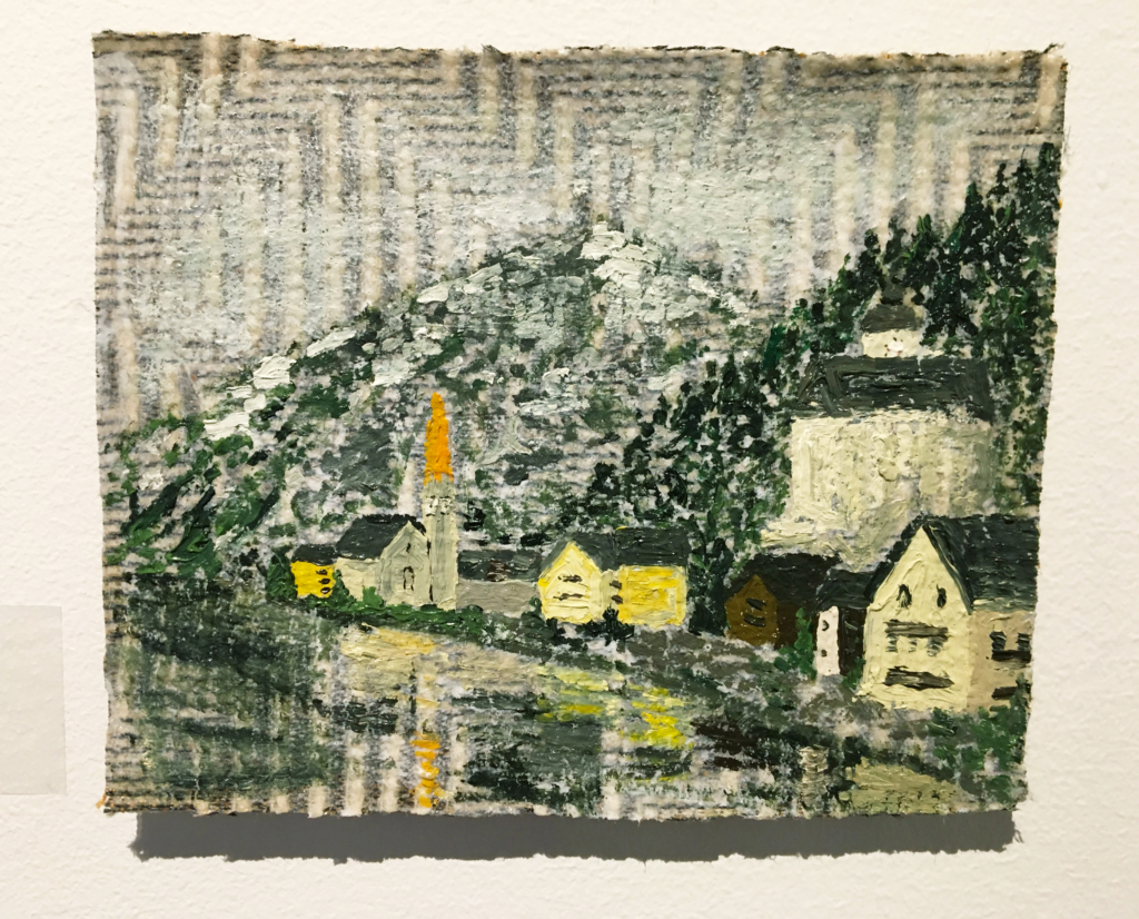 Painting of Austrian landscape on fabric