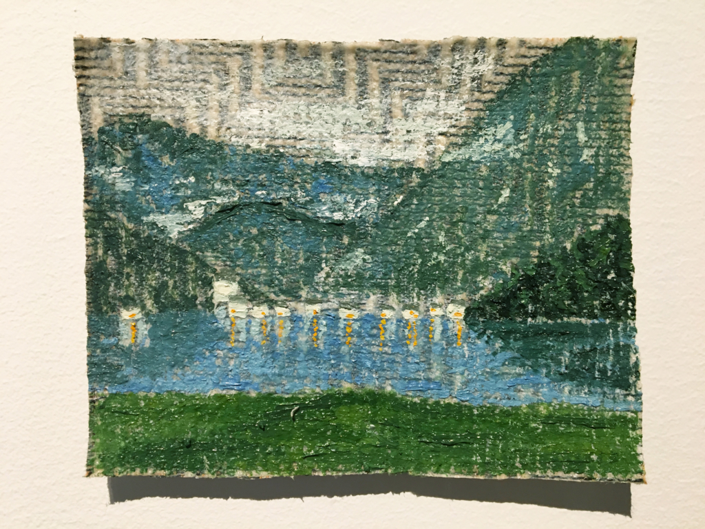Painting of Austrian landscape on fabric