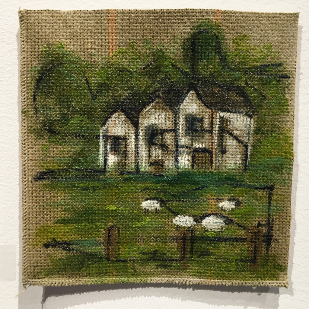 Painting of houses in England on fabric