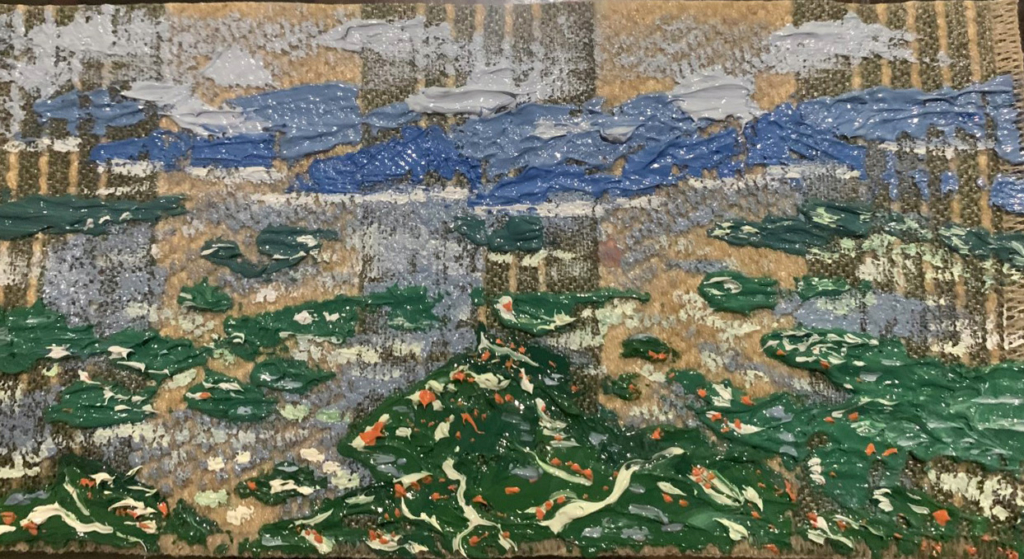 Landscape oil painting on fabric