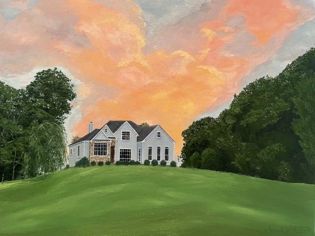 Oil painting of house