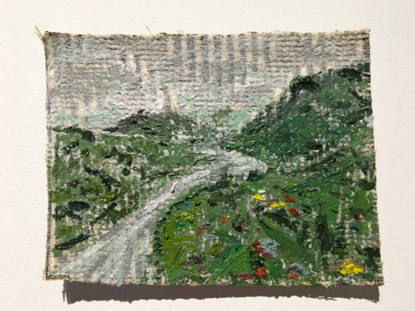 painting of Austrian landscape on fabric